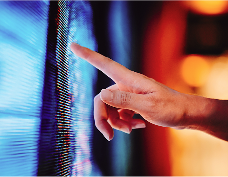 Finger touching screen